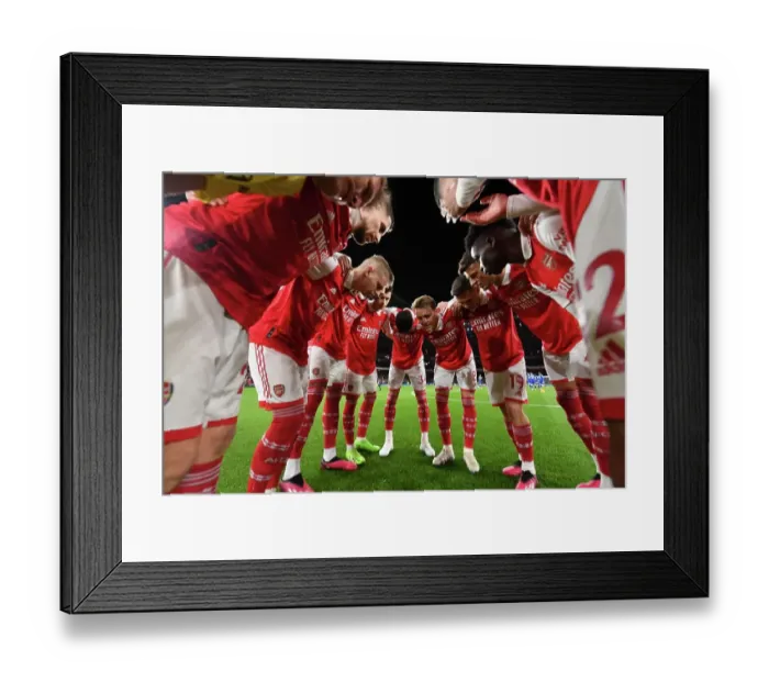 Framed Print : Arsenal FC: United Before Battle - Pre-Match Huddle vs Everton, Premier League 2022-23 Framed Print : Arsenal FC: United Before Battle - Pre-Match Huddle vs Everton, Premier League 2022-23