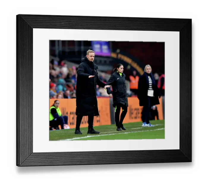 Framed Print : FA WSL Cup Final: Arsenal Women vs Chelsea Women - Jonas Eidevall's Showdown at Selhurst Park