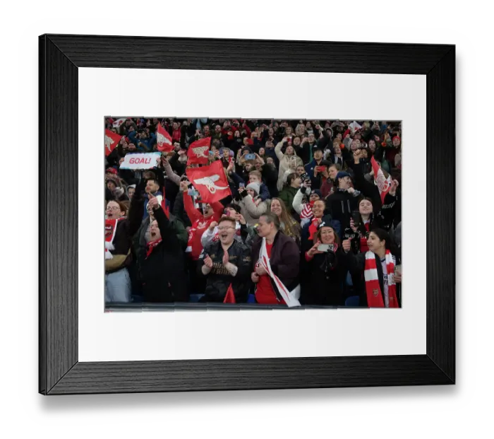 Framed Print : Arsenal Fans React After FA Women's Continental Tyres League Cup Final: Chelsea vs. Arsenal