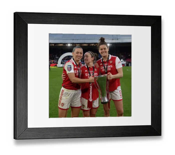Framed Print : Arsenal Women Celebrate Conti Cup Victory: Katie McCabe, Kim Little, and Jennifer Beattie Hold Alas, Champions! Framed Print : Arsenal Women Celebrate Conti Cup Victory: Katie McCabe, Kim Little, and Jennifer Beattie Hold Alas, Champions!