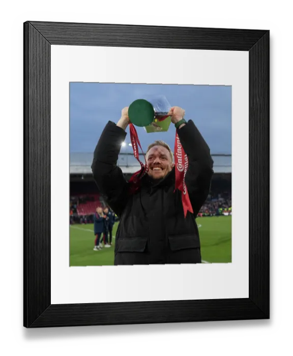 Framed Print : Arsenal Women's Coach Jonas Eidevall Celebrates Conti Cup Victory over Chelsea