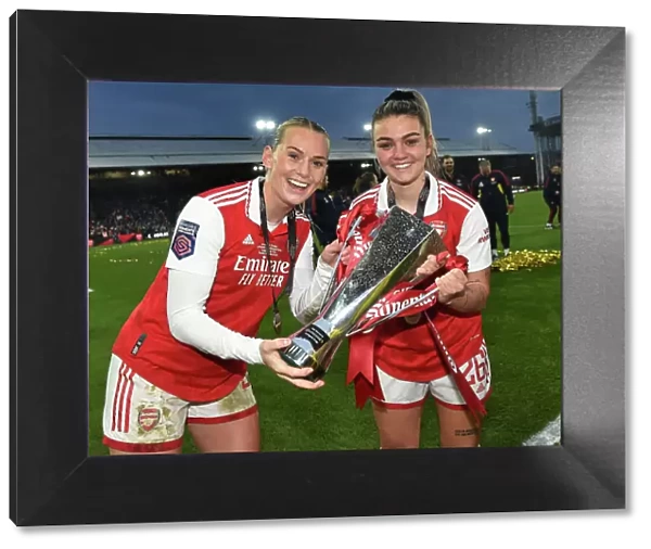 Arsenal Women Lift the FA WSL Cup: Stina Blackstenius and Laura Wienroither Celebrate Victory over Chelsea
