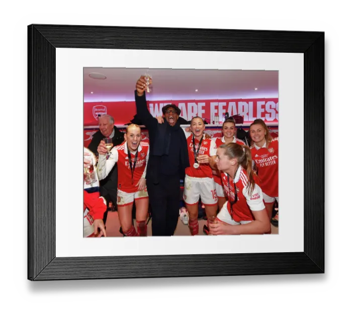 Framed Print : Arsenal Women Celebrate Conti Cup Triumph: Ian Wright and Team Rejoice with the Trophy Framed Print : Arsenal Women Celebrate Conti Cup Triumph: Ian Wright and Team Rejoice with the Trophy