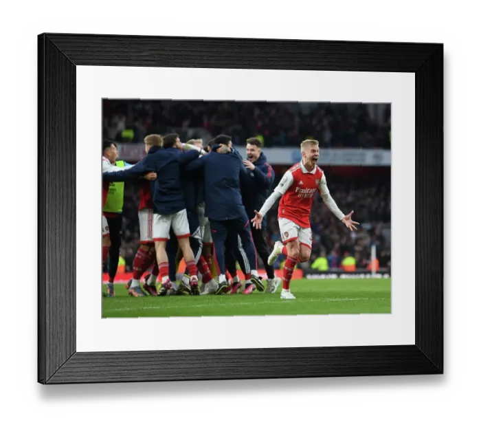 Framed Print : Arsenal's Triumph: Zinchenko and Nelson's Hat-Trick Celebration (2022-23) Framed Print : Arsenal's Triumph: Zinchenko and Nelson's Hat-Trick Celebration (2022-23)