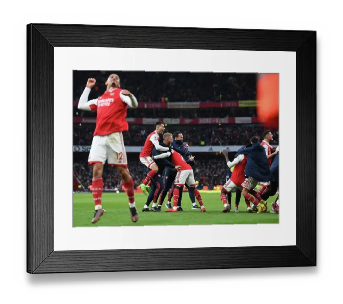 Framed Print : Arsenal's Triumph: Reiss Nelson Scores the Decisive Goal (2022-23)