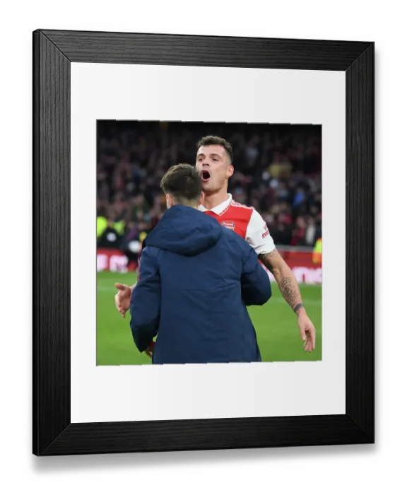Framed Print : Arsenal's Xhaka Celebrates Win Against Bournemouth in 2022-23 Premier League Framed Print : Arsenal's Xhaka Celebrates Win Against Bournemouth in 2022-23 Premier League