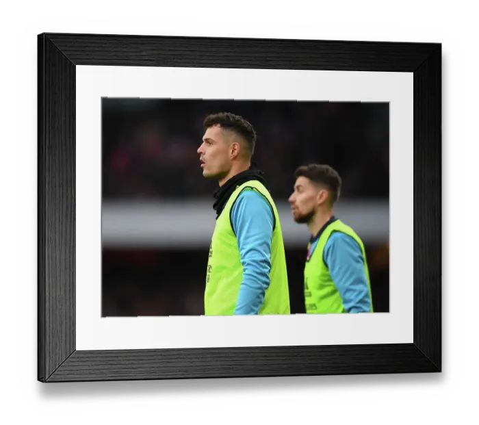 Framed Print : Arsenal's Xhaka Watches on During Arsenal v AFC Bournemouth Premier League Clash (2022-23)