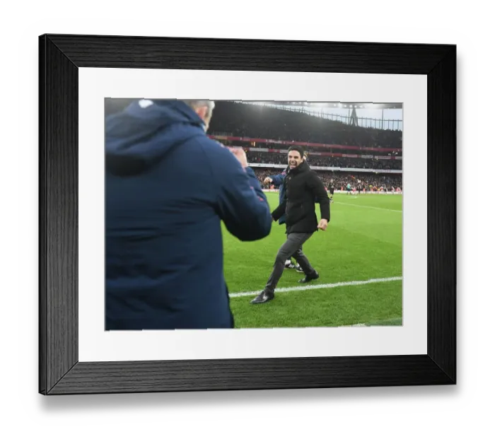 Framed Print : Mikel Arteta Celebrates Arsenal's Premier League Victory Over AFC Bournemouth