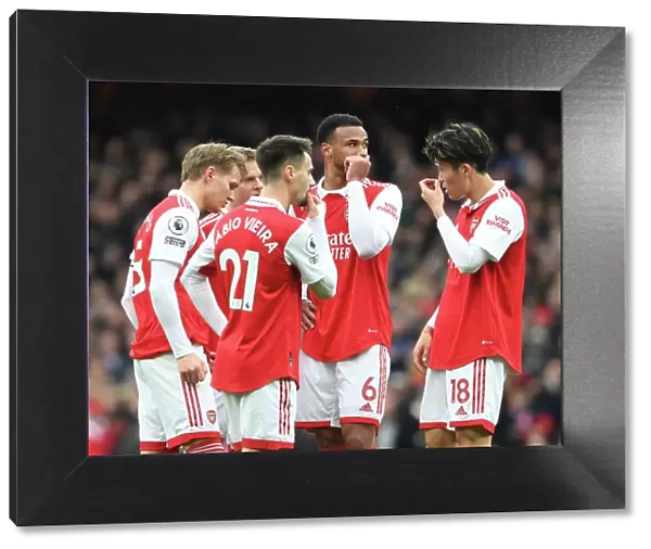 Arsenal's New Stars: Odegaard, Vieira, Gabriel, and Tomiyasu in Action against AFC Bournemouth (2022-23)
