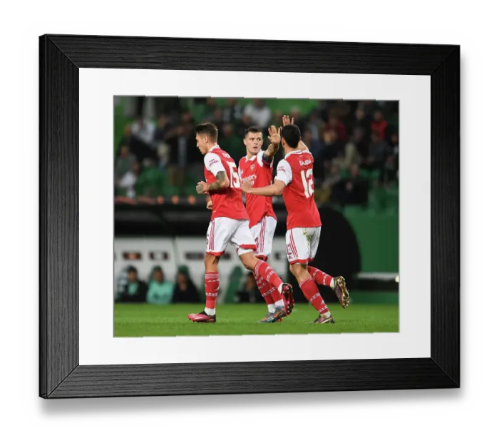 Framed Print : Arsenal Celebrate Xhaka's Goal: Sporting CP vs Arsenal, UEFA Europa League 2022-23 Framed Print : Arsenal Celebrate Xhaka's Goal: Sporting CP vs Arsenal, UEFA Europa League 2022-23