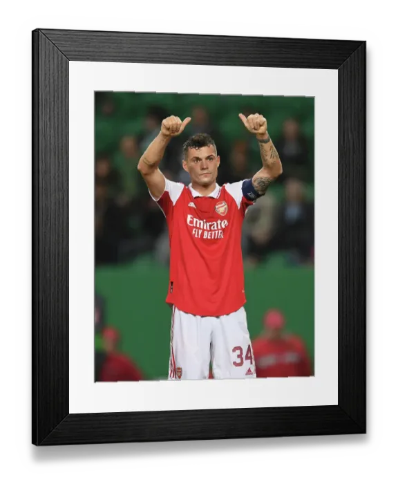 Framed Print : Granit Xhaka's Stellar Midfield Display: Arsenal's Europa League Victory over Sporting CP (Lisbon, 2023) Framed Print : Granit Xhaka's Stellar Midfield Display: Arsenal's Europa League Victory over Sporting CP (Lisbon, 2023)