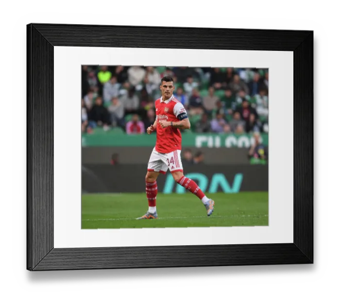 Framed Print : Granit Xhaka Leads Arsenal in UEFA Europa League Clash vs. Sporting CP (Lisbon, Portugal, March 2023)