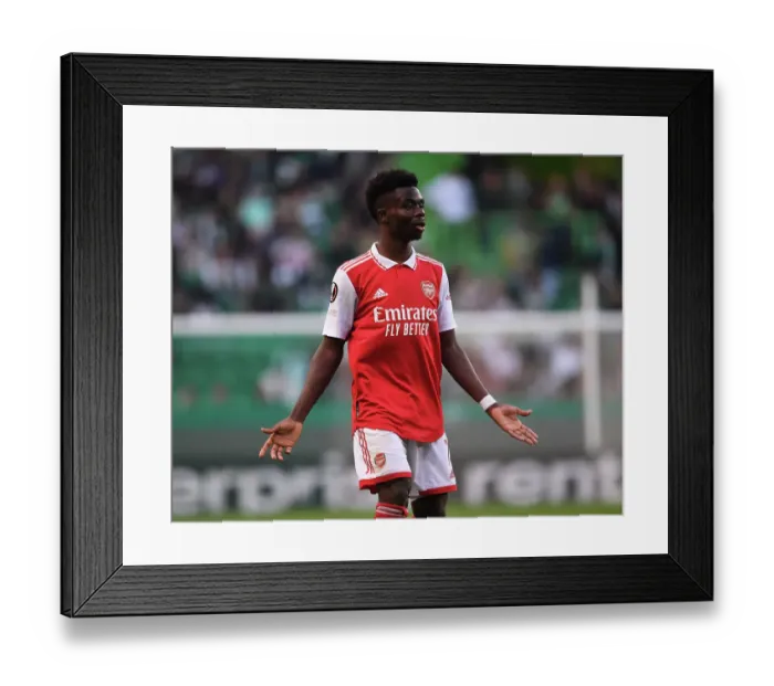 Framed Print : Bukayo Saka's Europa League Heroics: Arsenal's Exciting Clash at Sporting CP (Lisbon, Portugal, 2023) Framed Print : Bukayo Saka's Europa League Heroics: Arsenal's Exciting Clash at Sporting CP (Lisbon, Portugal, 2023)