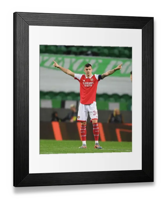 Framed Print : Granit Xhaka: Arsenal's Midfield Maestro Shines in Europa League Clash vs. Sporting CP (Lisbon, 2023) Framed Print : Granit Xhaka: Arsenal's Midfield Maestro Shines in Europa League Clash vs. Sporting CP (Lisbon, 2023)