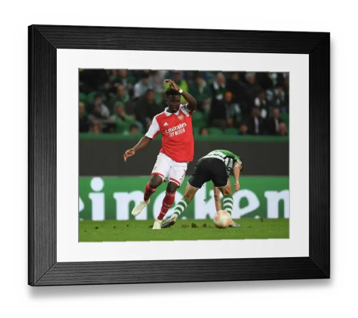 Framed Print : Saka vs. Trincao: A Europa League Showdown - Arsenal's Star Bukayo Saka Clashes with Sporting's Francisco Trincao in Lisbon Framed Print : Saka vs. Trincao: A Europa League Showdown - Arsenal's Star Bukayo Saka Clashes with Sporting's Francisco Trincao in Lisbon