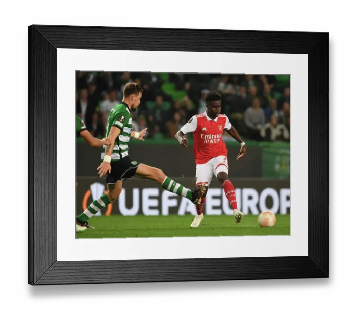 Framed Print : Bukayo Saka in Action: Arsenal vs. Sporting CP - UEFA Europa League Round of 16, Lisbon 2023