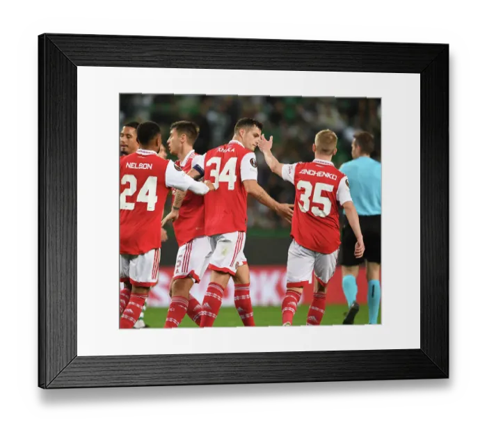 Framed Print : Granit Xhaka Rejoices After Scoring in Arsenal's Europa League Victory over Sporting CP Framed Print : Granit Xhaka Rejoices After Scoring in Arsenal's Europa League Victory over Sporting CP