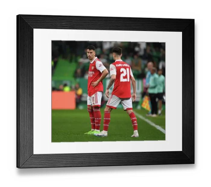 Framed Print : Arsenal's Martinelli and Vieira Face Off Against Sporting CP in Europa League Clash Framed Print : Arsenal's Martinelli and Vieira Face Off Against Sporting CP in Europa League Clash