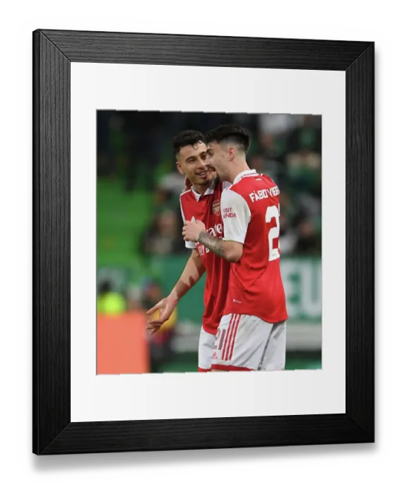 Framed Print : Arsenal's Martinelli and Vieira Face Off in Europa League Battle against Sporting CP, Lisbon Framed Print : Arsenal's Martinelli and Vieira Face Off in Europa League Battle against Sporting CP, Lisbon