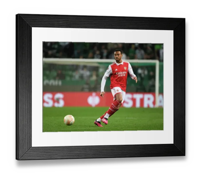 Framed Print : Gabriel in Action: Arsenal vs. Sporting CP - UEFA Europa League 2022-23, Round of 16, Lisbon