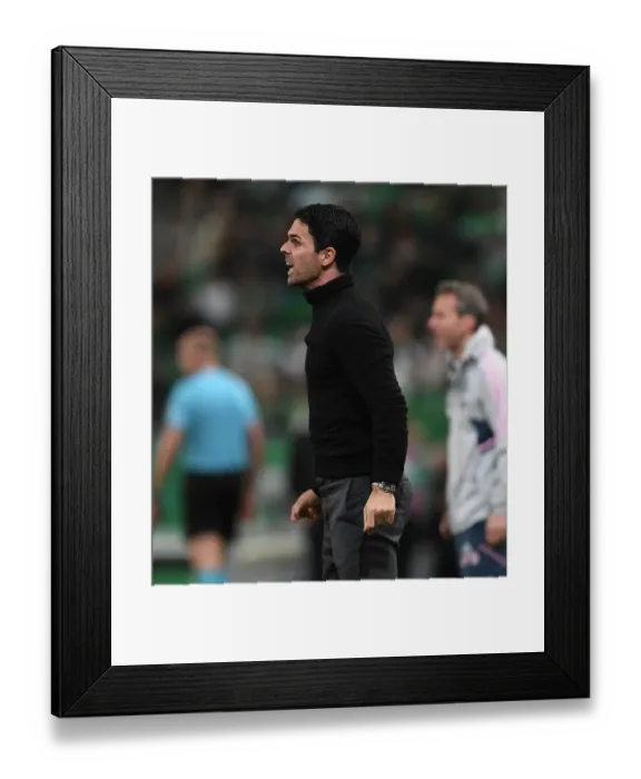 Framed Print : Mikel Arteta Leads Arsenal in Europa League Clash against Sporting Lisbon