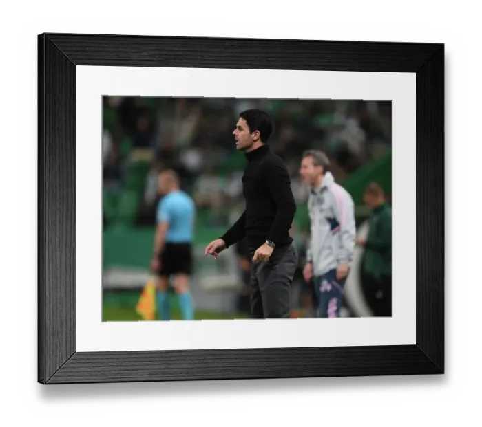 Framed Print : Mikel Arteta Leads Arsenal in Europa League Battle against Sporting CP, Lisbon 2023 Framed Print : Mikel Arteta Leads Arsenal in Europa League Battle against Sporting CP, Lisbon 2023