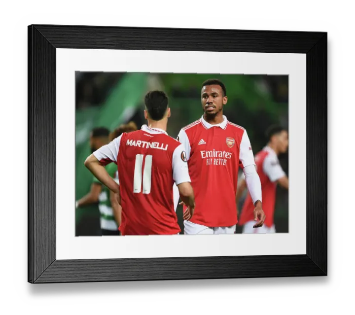 Framed Print : Arsenal's Gabriel and Martinelli Face Off Against Sporting CP in Europa League Round of 16 Framed Print : Arsenal's Gabriel and Martinelli Face Off Against Sporting CP in Europa League Round of 16