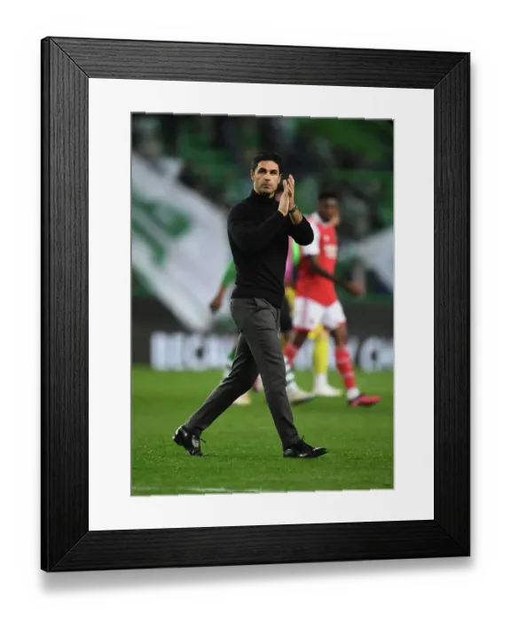 Framed Print : Mikel Arteta Applauds Arsenal Fans after Europa League Clash with Sporting CP