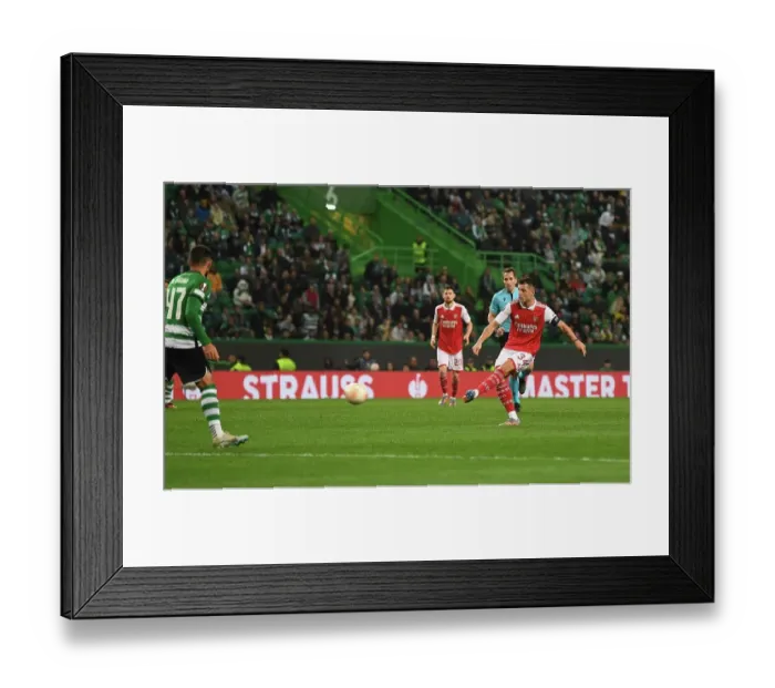 Framed Print : Granit Xhaka Scores in Arsenal's Europa League Victory over Sporting CP Framed Print : Granit Xhaka Scores in Arsenal's Europa League Victory over Sporting CP
