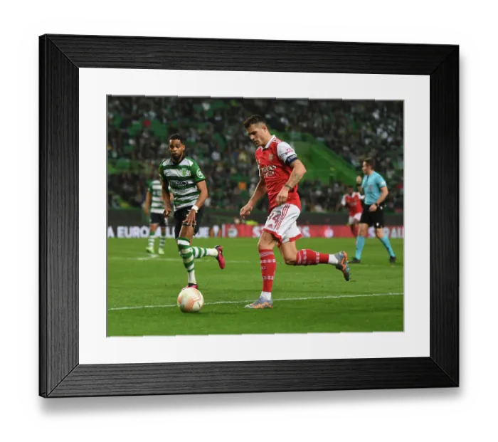 Framed Print : Granit Xhaka's Stellar Midfield Display: Arsenal's Europa League Triumph over Sporting CP (Lisbon, 2023) Framed Print : Granit Xhaka's Stellar Midfield Display: Arsenal's Europa League Triumph over Sporting CP (Lisbon, 2023)