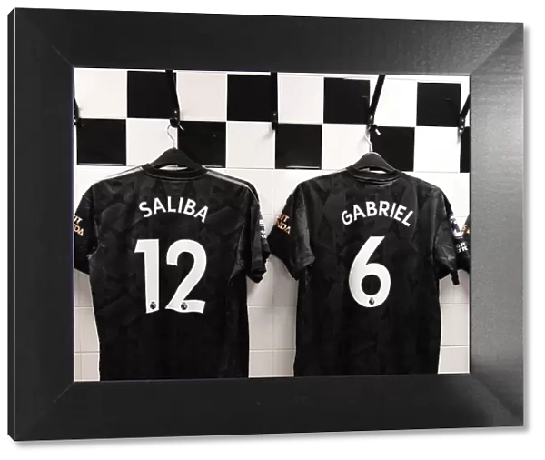 Arsenal Changing Room: William Saliba and Gabriel's Shirts Before Fulham Match, 2022-23