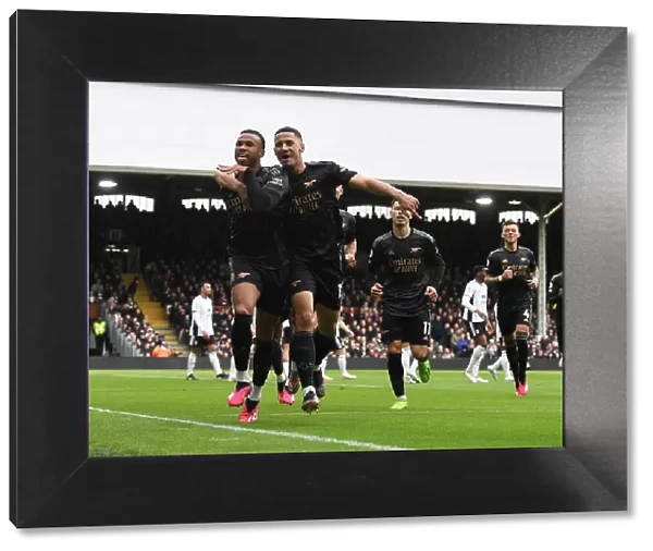 Gabriel and Saliba's Euphoric Goal Celebration: Arsenal's Victory at Fulham (2022-23)