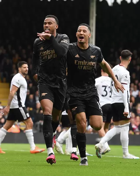Arsenal's Gabriel and Saliba Celebrate First Goal in Fulham Victory, Premier League 2022-23