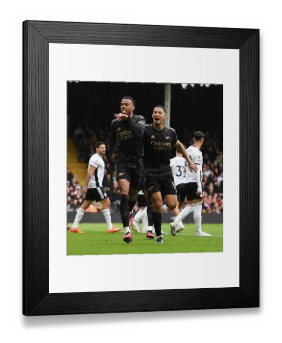Framed Print : Arsenal's Gabriel and Saliba Celebrate First Goal in Fulham Victory, Premier League 2022-23 Framed Print : Arsenal's Gabriel and Saliba Celebrate First Goal in Fulham Victory, Premier League 2022-23