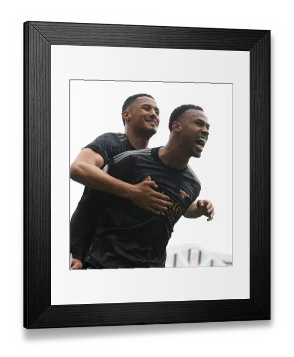 Framed Print : Gabriel and Saliba's Thrilling Goal Celebration: Arsenal's Victory at Fulham (2022-23)