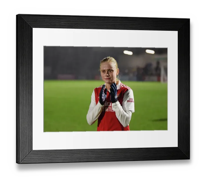 Framed Print : Arsenal Women vs Reading: Kathrine Kuhl's Emotional Moment After Match at Meadow Park Framed Print : Arsenal Women vs Reading: Kathrine Kuhl's Emotional Moment After Match at Meadow Park