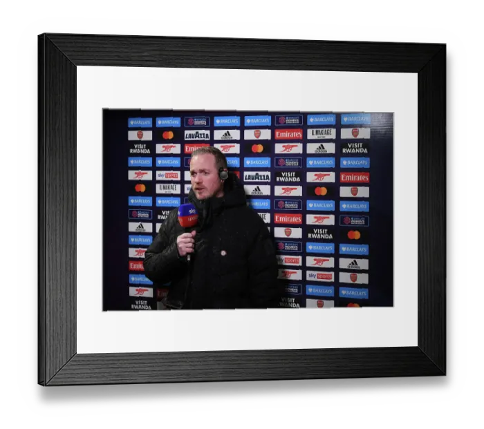 Framed Print : Arsenal Women's Boss Jonas Eidevall Post-Match Interview After Draw Against Reading in FA WSL
