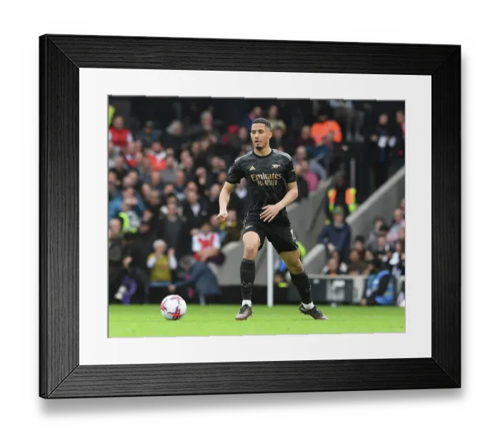Framed Print : William Saliba in Action: Fulham vs. Arsenal, Premier League 2022-23 Framed Print : William Saliba in Action: Fulham vs. Arsenal, Premier League 2022-23