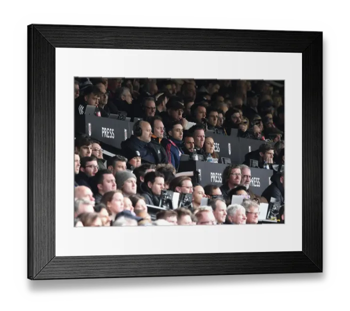Framed Print : Arsenal Scouts Observing Fulham Match at Craven Cottage, Premier League 2022-23 Framed Print : Arsenal Scouts Observing Fulham Match at Craven Cottage, Premier League 2022-23