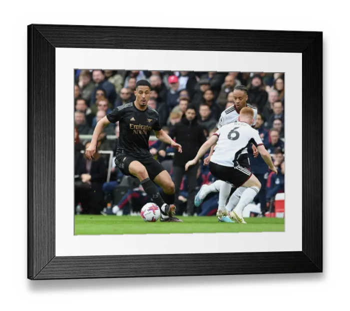 Framed Print : William Saliba in Action: Arsenal vs. Fulham, Premier League 2022-23 Framed Print : William Saliba in Action: Arsenal vs. Fulham, Premier League 2022-23