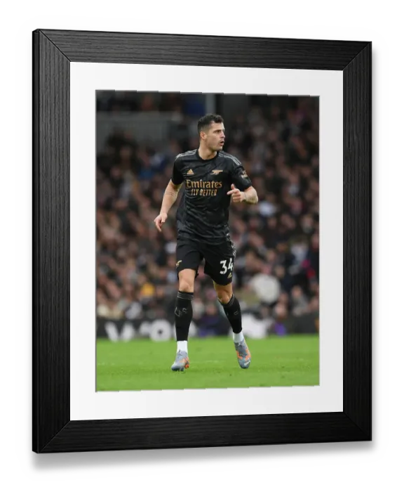 Framed Print : Granit Xhaka: Arsenal's Midfield Maestro in Action against Fulham, Premier League 2022-23