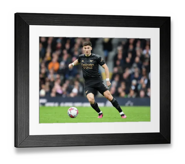 Framed Print : Arsenal's Kieran Tierney in Action: Fulham vs. Arsenal, Premier League 2022-23