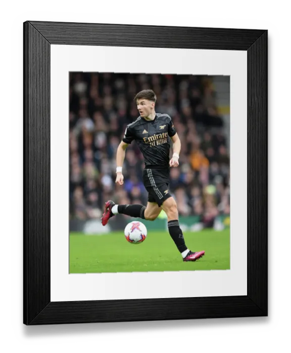 Framed Print : Arsenal's Kieran Tierney in Action: Fulham vs. Arsenal, Premier League 2023