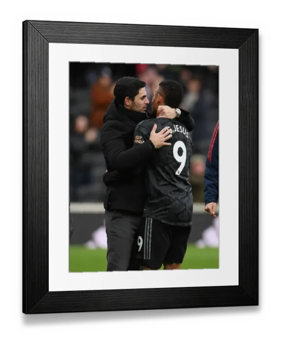 Framed Print : Arsenal's Mikel Arteta Embraces Gabriel Jesus: Fulham vs Arsenal, Premier League 2022-23 Framed Print : Arsenal's Mikel Arteta Embraces Gabriel Jesus: Fulham vs Arsenal, Premier League 2022-23