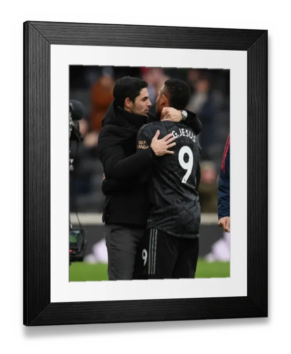 Framed Print : Mikel Arteta and Gabriel Jesus: A Heartwarming Embrace at Fulham vs Arsenal, Premier League 2022-23 Framed Print : Mikel Arteta and Gabriel Jesus: A Heartwarming Embrace at Fulham vs Arsenal, Premier League 2022-23