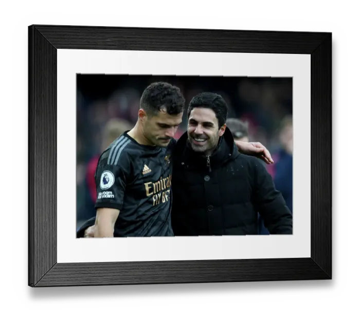 Framed Print : Arsenal's Arteta and Xhaka Celebrate Fulham Victory in Premier League 2022-23 Framed Print : Arsenal's Arteta and Xhaka Celebrate Fulham Victory in Premier League 2022-23