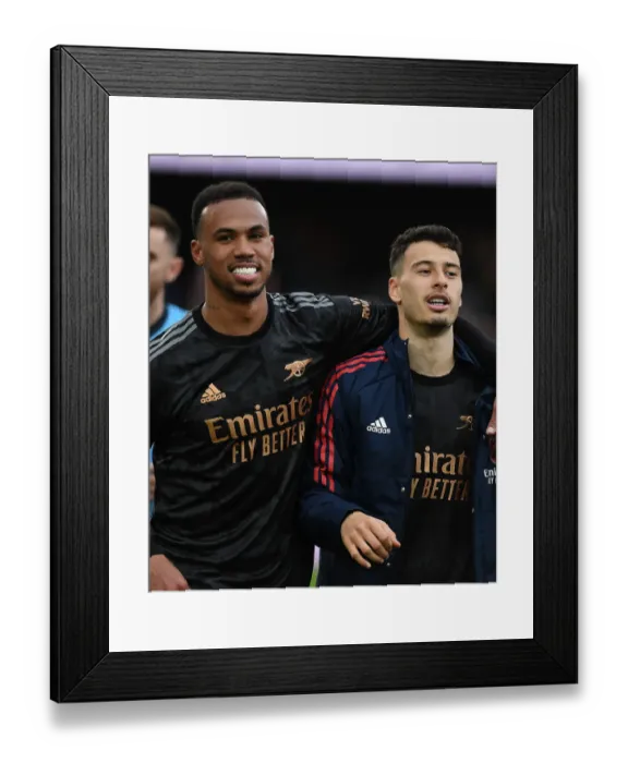 Framed Print : Arsenal's Gabriel Magalhaes and Gabriel Martinelli Celebrate Victory Over Fulham in Premier League Framed Print : Arsenal's Gabriel Magalhaes and Gabriel Martinelli Celebrate Victory Over Fulham in Premier League