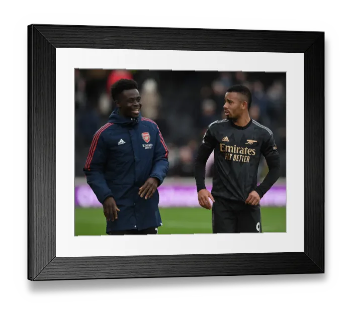 Framed Print : Arsenal's Saka and Jesus: Rejoicing in Victory over Fulham in the Premier League