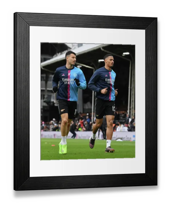 Framed Print : Arsenal Duo Gabriel Martinelli and William Saliba Before Fulham Clash (2022-23)