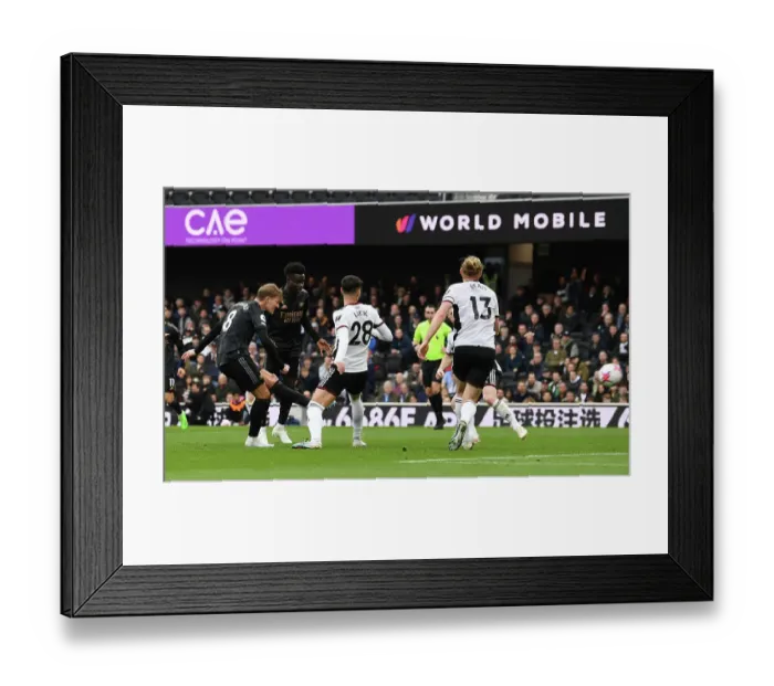 Framed Print : Martin Odegaard Scores Third Goal: Fulham vs. Arsenal, Premier League 2022-23 Framed Print : Martin Odegaard Scores Third Goal: Fulham vs. Arsenal, Premier League 2022-23